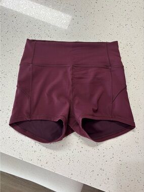 Lululemon In Movement Burgundy Athletic Shorts Size 6